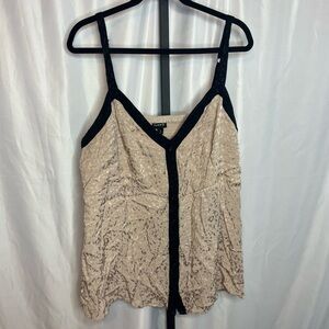 Torrid Tan Jacquard Button Front Leopard Print Babydoll Tank, size 3X